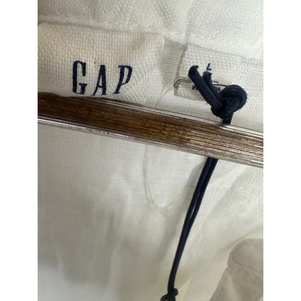Gap Popover Linen Short Sleeve Top Optic White Women Large Summer Blouse - Picture 8 of 12